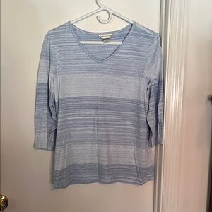 V neck cotton striped top